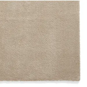 Beige Plain Shaggy Modern Rug Easy to clean Dining Room-160cm X 230cm