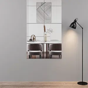 3 Pcs Square Acrylic Self Adhesive Frameless Wall Mirror Wall Stickers 40cm L x 40cm W