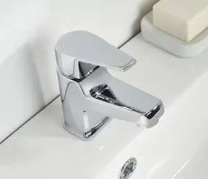 Bristan Niva Basin Mixer Clicker Waste Chrome Tap Bathroom Taps Deck Mount Brass