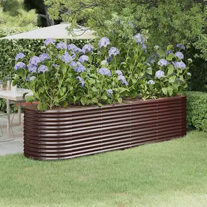 Berkfield Garden Planter Powder-coated Steel 296x80x68 cm Brown