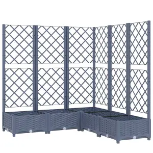 Berkfield Garden Planter with Trellis Dark Grey 120x120x121.5 cm PP