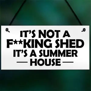 Funny Summerhouse Sign Joke Shed Sign Hanging Wall Door Plaque Home Sign Mum Dad Nan Grandad Gift