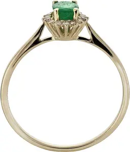 Revere 9Ct Gold 0.08Ct Diamond And Emerald Cluster Ring - P