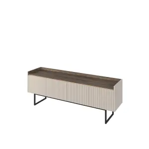 Chic Sand Beige & Oak Lago 5 TV Cabinet W1660mm H600mm D400mm - Stylish Storage, Modern Design