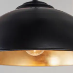 Anson Lighting Austin Pendant light finished in Matt black and gold leaf