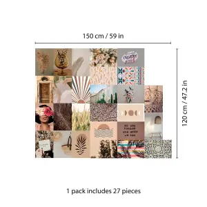 Walplus Boho Aesthetic Wall Collage Stickers Set - 30pcs