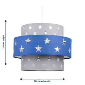 First Choice Lighting Navy Blue and Grey Star Two Tier Light Shade