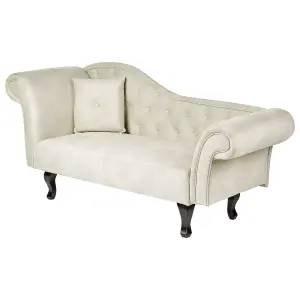 Left Hand Velvet Chaise Lounge Light Beige LATTES II