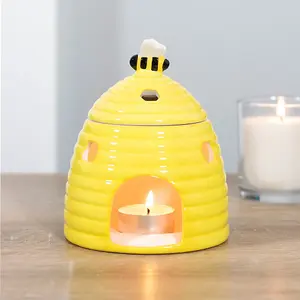 Yellow Ceramic Bee Hive Oil Burner and Wax Warmer