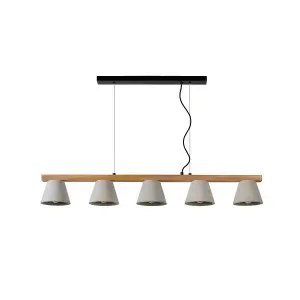 Lucide Possio Scandinavian Bar Pendant Light - 5xE14 - Taupe