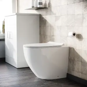 Nes Home Modern Back To Wall Toilet WC Rimless Designed Pan and Soft Close Seat White