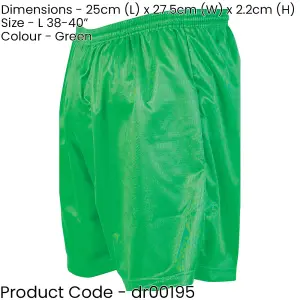 L - GREEN Adult Sports Micro Stripe Training Shorts Bottoms - Unisex Football