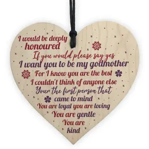 Red Ocean Godmother Handmade Wooden Heart Sign Plaque Keepsake Thank You Gift Christening Godparents Gifts