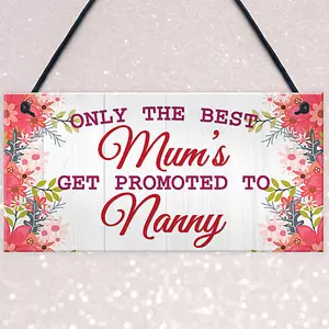 Red Ocean BEST MUMS Promoted to NANNY Pregnancy Gift Baby Hanging Plaque Grandchild Sign