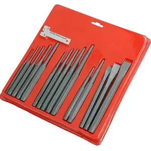 Punch and Chisel Set - 16 Pieces - inc Chisel Punch Gauge (Neilsen CT0703)