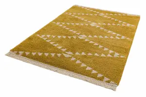 Mustard Shaggy Handmade Modern Easy to clean Rug for Dining Room-160cm X 230cm