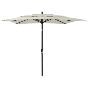 Berkfield 3-Tier Parasol with Aluminium Pole Sand 2.5x2.5 m