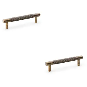 2 PACK - Knurled T Bar Door Pull Handle - Antique Brass - 96mm Centres Premium Drawer