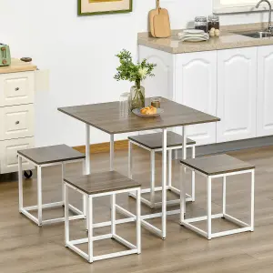 HOMCOM Modern 5-Piece Dining Table Set Metal Frame Square Kitchen Table