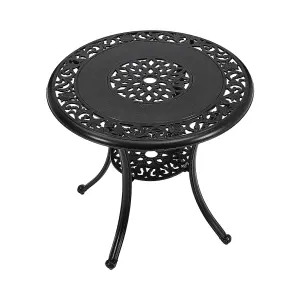 80cm Dia Round Outdoor Garden Patio Dining Table with Umbrella Hole, Black