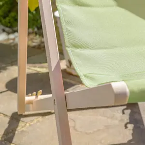 Harbour Housewares - Folding Wooden Garden Deck Chair - Lime Green