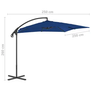 Berkfield Cantilever Umbrella with Steel Pole 250x250 cm Azure