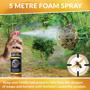 Karlsten Hyper Power Wasp Nest & Hornet Killer Spray - 600ml High Strength Long Range 5 Metre Spray for Indoor and Outdoor