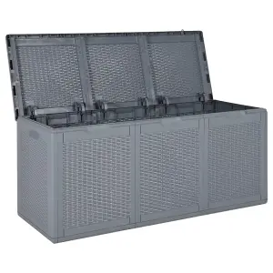 Berkfield Garden Storage Box Grey PP Rattan 270 L