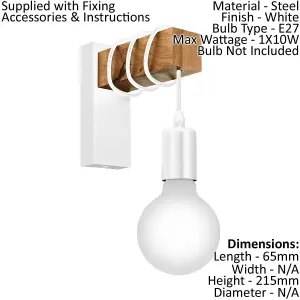 Multi Bulb Ceiling Pendant Light & 2x Matching Wall Lights White & Wood Trendy