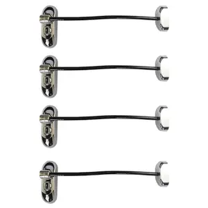 UAP Window Restrictor with Key - Window Safety Locks - 20cm Cable - All Types of Windows - 4 Locks - Chrome - Black Cable