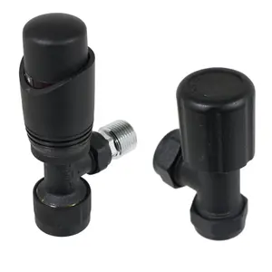 Tower Thermostatic Radiator Valve with Lockshield Black 10 - 15mm Liquid Sensor