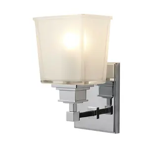 IP44 Wall Square Shaped Opal Glass Shade Polished Chrome LED G9 3.5W