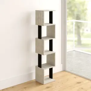 Chane Wall-Mounted Bookcase with 5 Shelves | Modern Storage Unit for Home or Office White/Anthracite