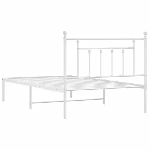 Berkfield Metal Bed Frame with Headboard White 100x200 cm