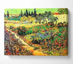 Van Gogh Flowering Garden With Path Canvas Print Wall Art - Medium 20 x 32 Inches