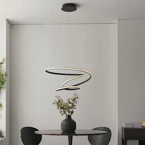 Ceiling Pendant Light Fitting - Textured Black & White Diffuser LED Tape Module