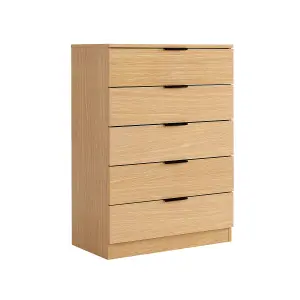 Home Source Phoenix Chest 5 Drawers Oak Effect