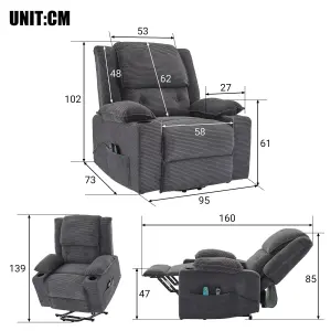 Large Power Lift Chairs Recliner Chair with Heat and Massage Smart Arm Chair with Cup Holders Upholstered Soft Fabric