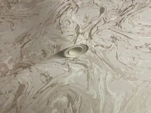 Holden Liquid Marble Swirl Effect Glitter Metallic Shimmer Textured Wallpaper Taupe 50435