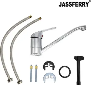 JASSFERRY Kitchen Sink Mixer Tap Caravan Monobloc Single Top Lever Swivel Spout Chrome