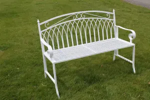 Versailles Folding Metal Garden Bench in White Finish