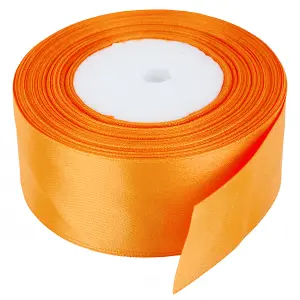 50mm Fluorescent Orange Double Sided Satin Polyester Ribbon Roll, 25 metres