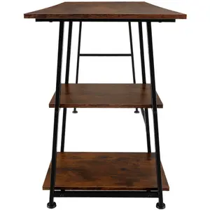 Desk Paisley - trapezoidal frame, shelf with 2 storage compartments - Industrial wood dark, rustic