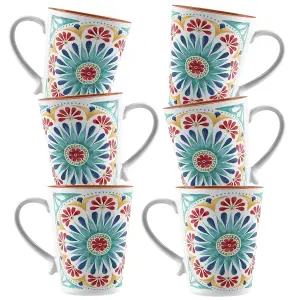 Purely Home Rio Medallion Melamine Mugs - Set of 6