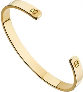 Gold Thick Engraved Bangle - Lily & Roo