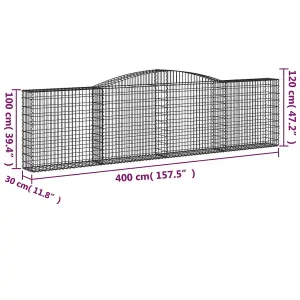 Berkfield Arched Gabion Basket 400x30x100/120 cm Galvanised Iron