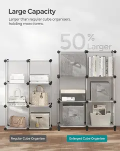 SONGMICS Cube Organizer, 6-Unit Modular Storage with Feet, for Living Room, Bedroom, Study, Rubber Mallet Included, White