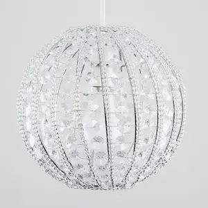 ValueLights Modern Ornate Design Round Ceiling Pendant Shade With Clear Acrylic Jewels