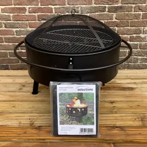 Star and Moon Fire Bowl with Grill, Safety Guard, Poker & Premium Cover