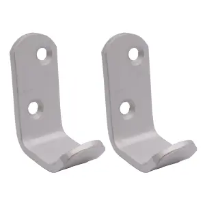 AFIT Aluminium Robe Hook Pressed - 50mm - Pack of 2 - Satin Aluminium